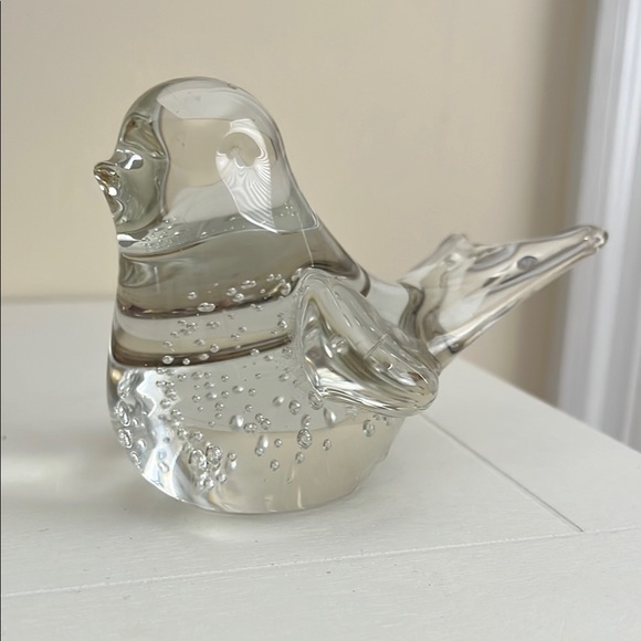 VINTAGE GLASS HAND BLOWN BIRD FIGURINE DECOR PAPER WEIGHT - Picture 1 of 7